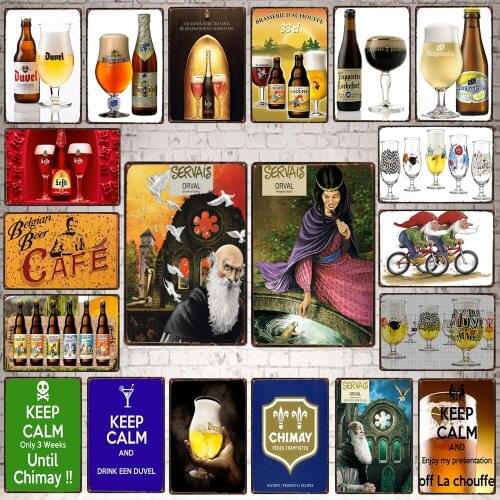 Belgian Beer Cafe Metal Tin sign Decorative Plaque Metal Vintage Wall Bar Home Art kitchen Retro Man Cave Decor 30X20CM DU-6161A