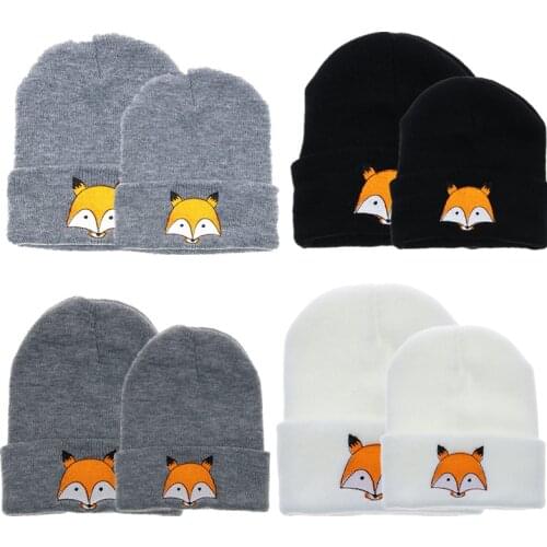 Cute Baby Hat 2018 Winter Newborn Infant Toddler Kids&Mom Girl&Boy Hats Infant Soft Warm Crochet Knit Hat Fox Beanie Cap