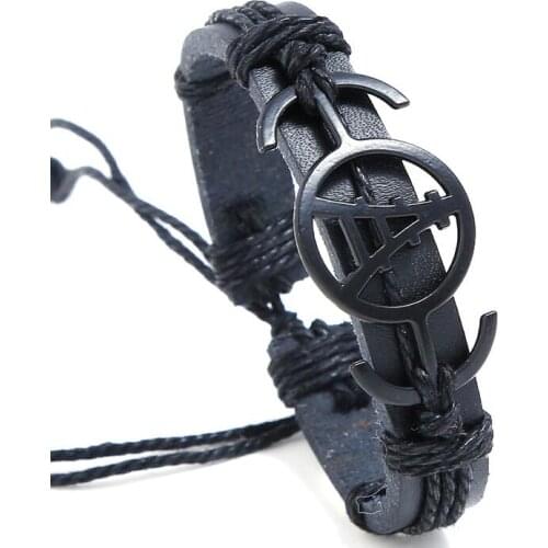 Fashion Men Jewelry Vintage Leather Bracelets Bangles Tower Charm Adjustable Wax Cords Handmade Wristbands Boyfriend Girlfriend