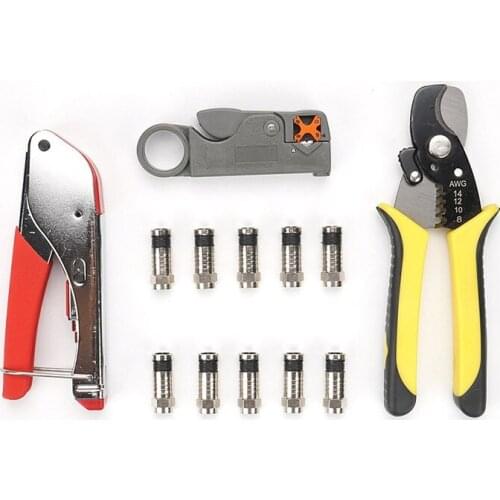 F head coaxial cable network cable crimping pliers wire stripping pliers combination set cutting and crimping hardware tools