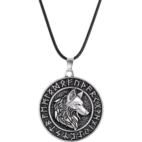 Nordic Viking Pirate Odin Mount Celtic Wolf Necklace Navin Pendant for Men Retro Rune Punk Necklaces Male Jewelry