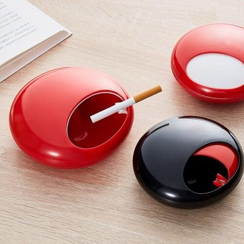 Slide Cover Style Windproof Round Ashtray Eco-Friendly Portable Cars Home Creative Smoke Accessory Heat Resistant Ash Tray