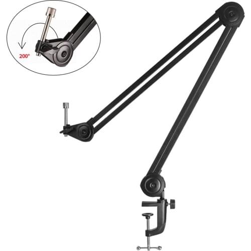 Microphone Boom Arm Stand Cantilever Bracket Tripod Adjustable Suspension Scissor Spring Built-in Mic Stand for Live Studio