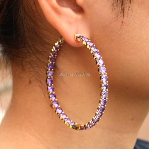 58.5mm Big Hoop Earrings For Women 2020 Purple Gold Earrings Bulk Sets Trendy Fashion Jewelry