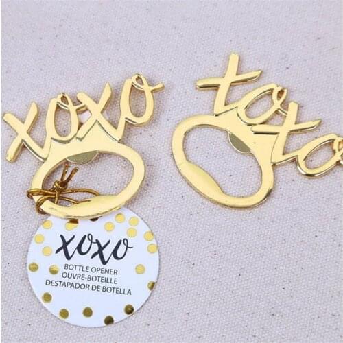 Alloy Beer Opener XOXO Bottle Stopper for Wedding Giveaways Party Gift Gold 100pcs