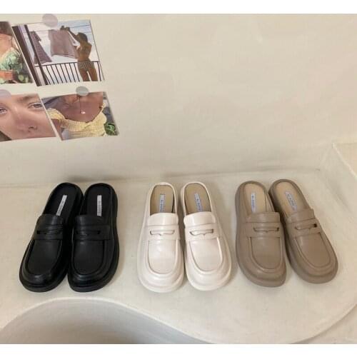 Flat Slipper 2021 New Fashion Womens Round Toe Mueller Shoes Casual Summer Sandal Outdoor Low Heel Slingbacks Oxford Style