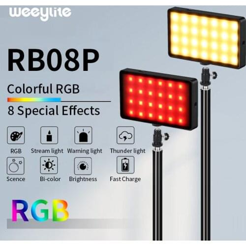 VILTROX Weeylife 2pcs RB08P RGB 2500K-8500K Mini Video LED Light Fill Light with light stand for Phone Camera Shooting Studio