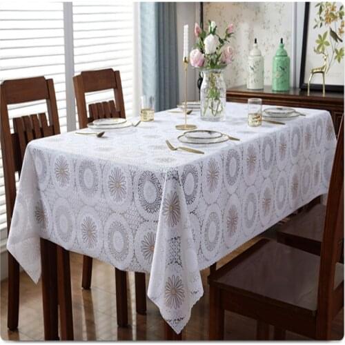 Waterproof dining table cover with Lace rectangular pvc soft glass Floral Rectangular Mantel mesa plastic table cloth