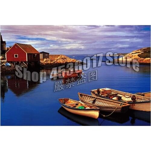 100% DIY Diamond Mosaic Boats Photography Ocean Handmade Diamond Painting Cross Stitch Diamond Embroidery Patterns Rhinestones