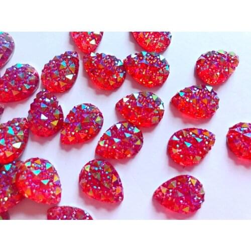 100pcs new fashion style sew on crystal red rhinestones flatback drop shape 13*18mm 2 holes gem stones