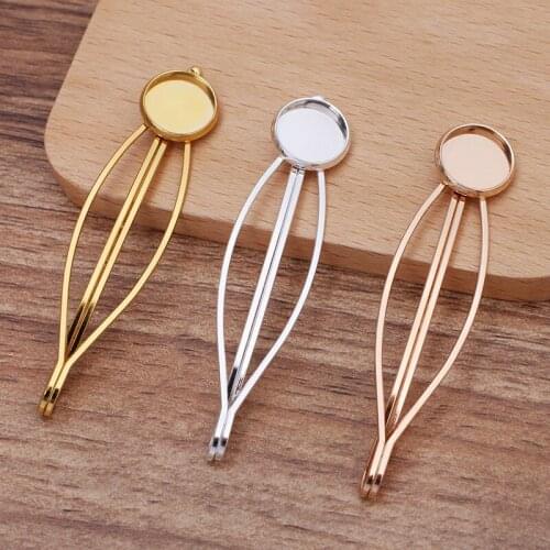 100pcs Hair Clips Pin Hairpins 12mm Bases for Women Fashion Geometric Flower Barrettes Headwear Girls Hairpins Hair Accessories