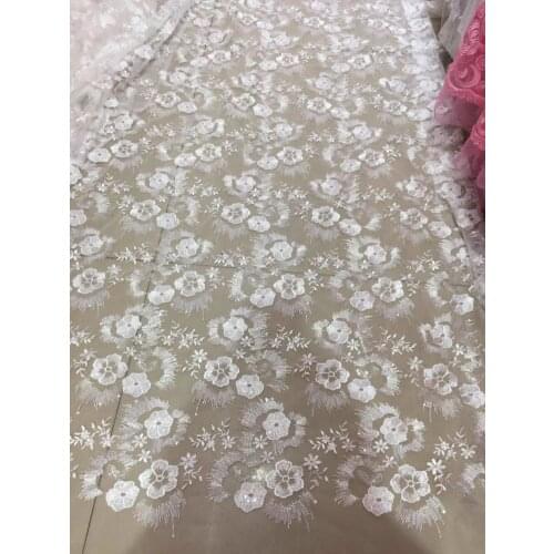 2018 New pattern 5yards/bag ZX033# Lovely white flowers mesh lace fabric for bridal wedding dress/sawing Free shipping