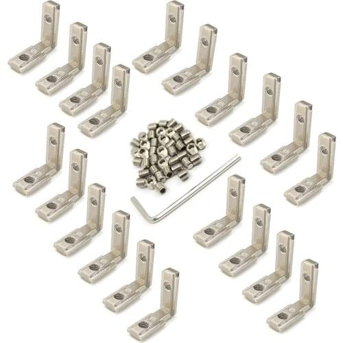 20PCS L Model 90 Degree Interior Inside Corner Connector Joint Bracket for 6mm T Shape Aluminum Extrusion Profile 2020 Series