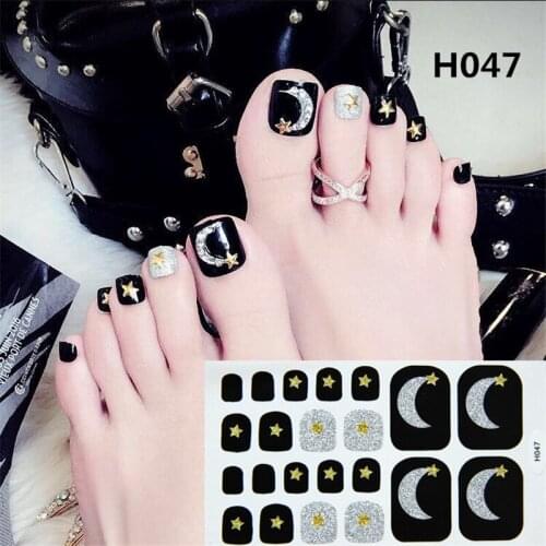 22tips/sheet Designed Toenail Sticker Geometric Pattern Full Cover Waterproof Sticker Wraps Toe Nail DIY Nail Art Accessories