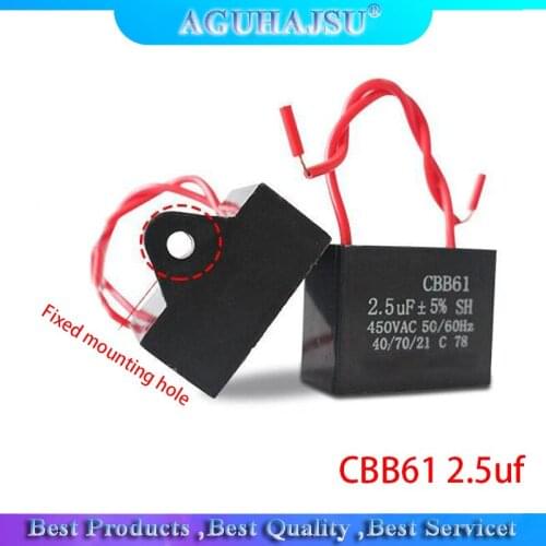 5pcs CBB61 2.5uf starting capacitance AC Fan Capacitor 450V CBB Motor Run Capacitor