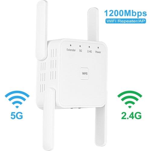 5Ghz Wifi Repeater Wireless Wifi Extender 1200Mbps Wifi Amplifier Long Range Wi-fi Signal Booster 2.4G 5G Wifi Repiter