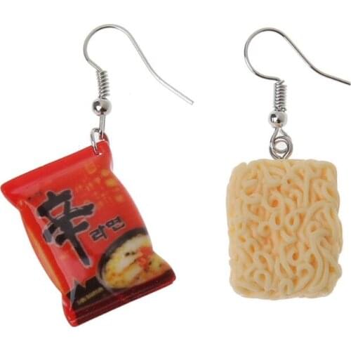 69HB Creative Small Simulation Food Hook Earrings Funny Instant Noodle Chili Food Drop Earrings Women Fashion Jewelry