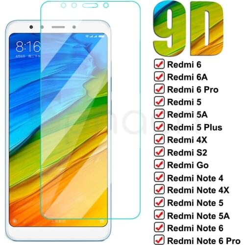 9D Full Cover Tempered Glass For Xiaomi Redmi Note 6 5 5A 4 4X Screen Protector For Redmi 5 Plus 6 6A 5A 4X S2 Go K20 Glass Film