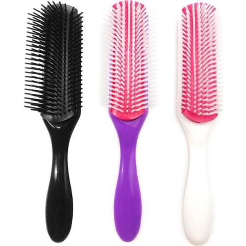 A0ND 9-Rows Detangling Hair Brush Detangler Hairbrush Scalp Massager Straight Curly Wet Hair