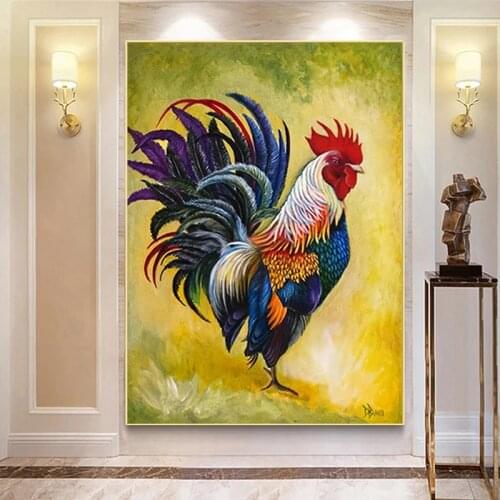 Abstract Canvas Painting Colorful Cock Pictures Living Room Prints Animals Chicken Poster Art Print Wall Home Decor Rooster