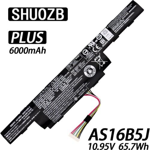 65.7Wh 6000MAH AS16B5J AS16B8J Laptop Battery for Acer Aspire E5-575G-53VG 3ICR19/66-2 100% New Batteries PLUS++ SHUOZB