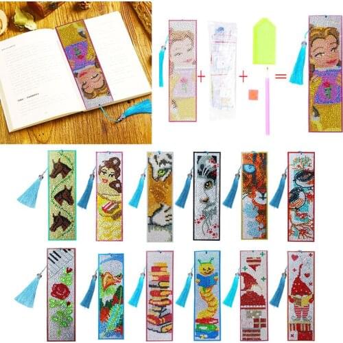 Diamond Painting Bookmarks 5D DIY Rhinestone Mosaic Embroidery Tassel Special Shape Drill Mark Craft Stationery Book Lover Gift