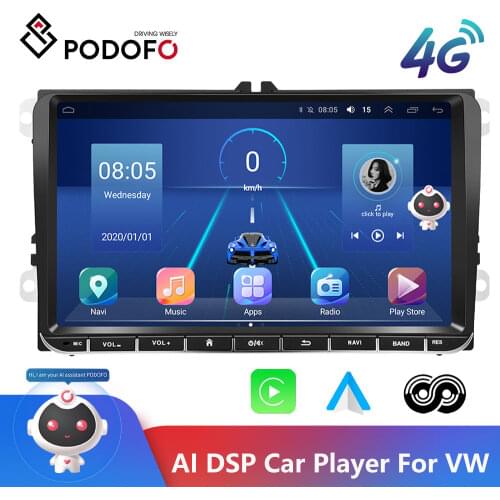 Podofo 9 inch Android 6.0 Car Radio Stereo Touch Screen Car Multimedia Player 2 din Radio GPS Stereo Wifi for VW Passat Golf MK5