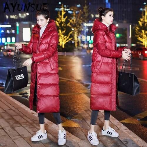 AYUNSUE Winter Coat Women White Duck Down Jacket Women Down Coat Korean Long Puffer Jacket Warm Parka Casaco KHCMB1902 YY1438