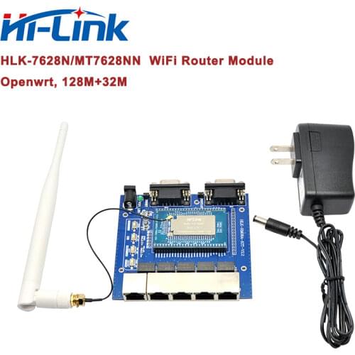 Free Shipping HLK-7628N WAN/LAN 5 Network Ports Wireless Router Module Kit with Test Board 2.4G