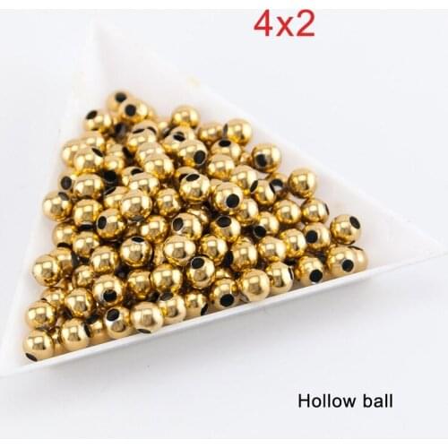 100pcs DIY Beads jewelry Making hollow gold bead Stainless Steel Necklace bracelet Jewelry Finding
