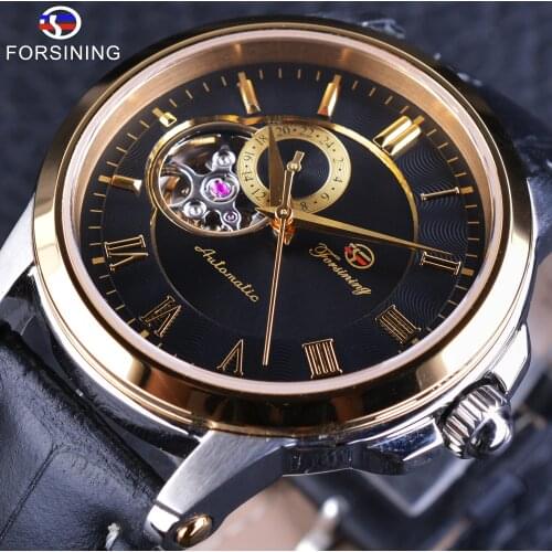 Forsining Japan Mechanical Movement Fashion Open Work Self Winding Mens Skeleton Wrist Watches Top Brand Luxury Automatic Clock