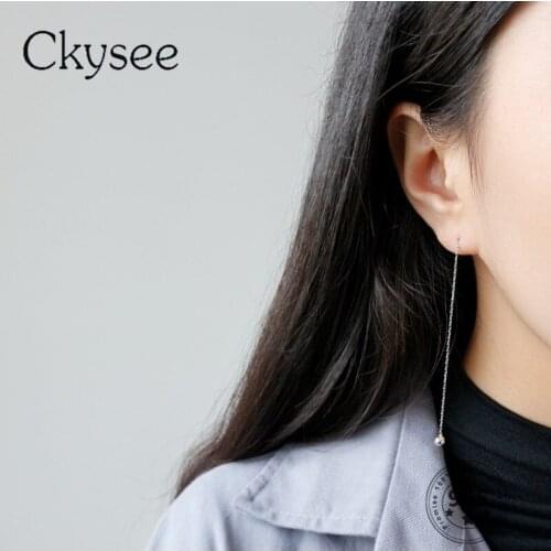 Ckysee Minimalist 925 Sterling Silver Earrings Long Tassel Drop Earring For Dangle Hanging Brincos Party Piercing Daily Jewely