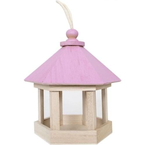 Wooden Hanging Wild Bird Feeder Dispenser Seed Feeding Container Garden Decor