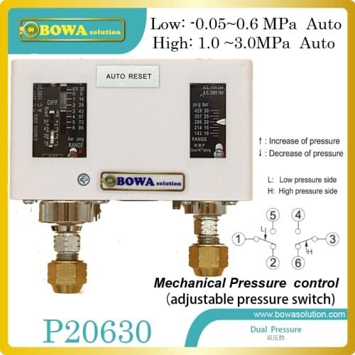 Autoreset dual pressure switch is great choice for heat pump units to protect compressor running in reasonable compressing ratio