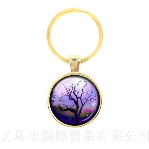 Hot Sale Vintage Tree of Life Glass Cabochon Keychains For Men Women Children Pendant Jewelry Gift Keyring