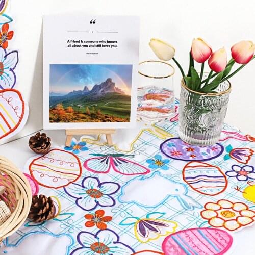 Bunny Rabbit Eggs Easter TableCloth Coaster Placemat Modern Mat Party Decoration Photo Background Easter Decorations for Home