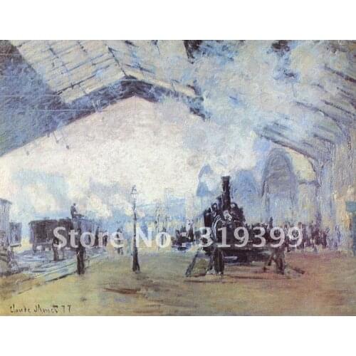 Linen canvas Oil Painting Reproduction,Saint Lazare Train Station, Paris by claude monet ,handmade,Free Fast Ship,museum Quality