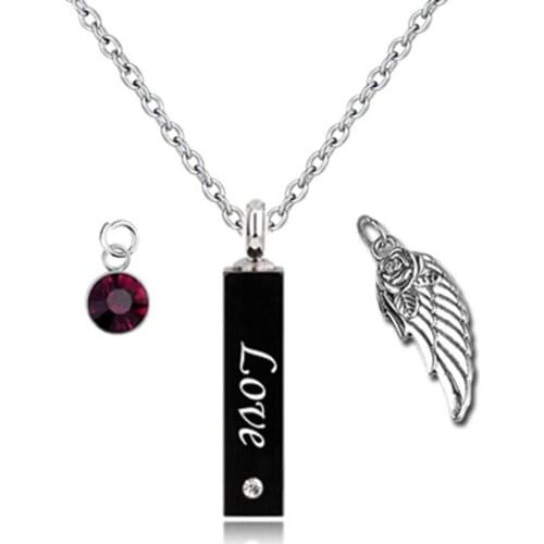 Birthstone Memorial Jewelry Cube Keepsake Urn Necklace for Women Grandma , black Birthstone Serise