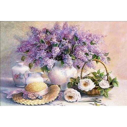 14/16/28/25CT/22CT Embroidery needlework sets 11CT print canvas Lavender Floral Cross stitch kits