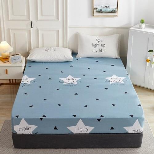1pcs 100% Cotton Printed Fitted Sheet Mattress Cover Double Four Corners With Elastic Band Adult Kids Bed Linen (No Pillowcase)