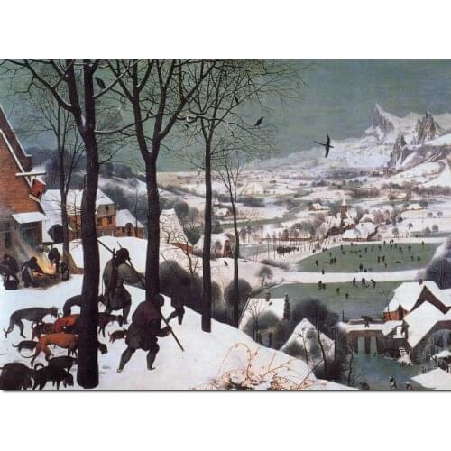 Landscapes paintings Pieter Bruegel the Elders Painting reproduction Hunters in the snow hand painted Canvas art High quality