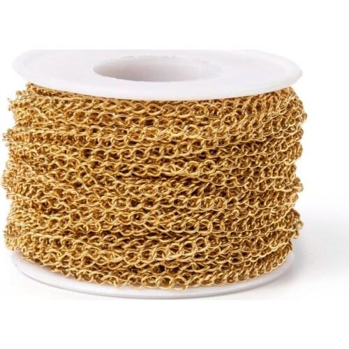 25m/roll 4x3x0.5mm Soldered 304 Stainless Steel Curb Chains Golden Color for Jewerly Making DIY Bracelet Necklace