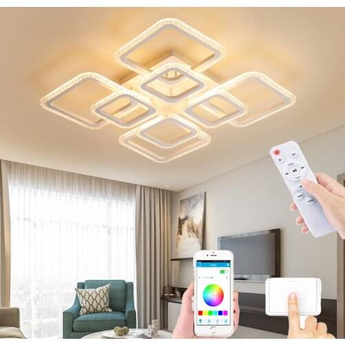 New Modern Living Room Bedroom Chandelier Hotel Ceiling Lights Remote Control APP Function Dimming Light LED Bulb