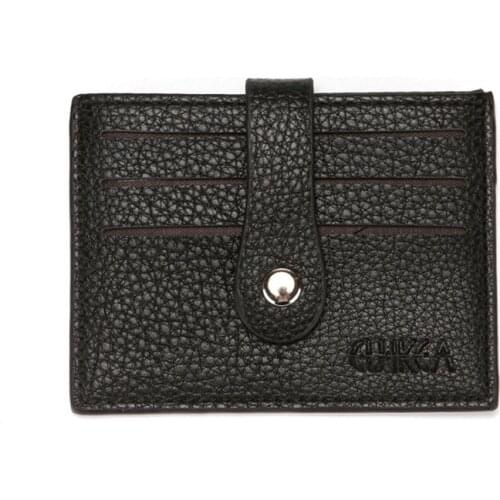 2021 New Lychee Pattern Business Credit Card Holder with Hasp Multifunction Coin Purse PU Leather Wallet ID Case Cash Clip