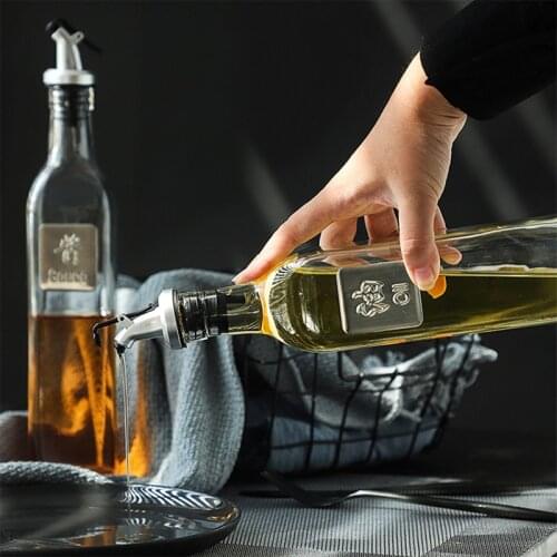 Creative Sauce Dispenser Seasoning Bottle 500ml Glass Vinegar Bar Oil Bottle Storage Kitchen Tools Cooking Wine Liquid Container