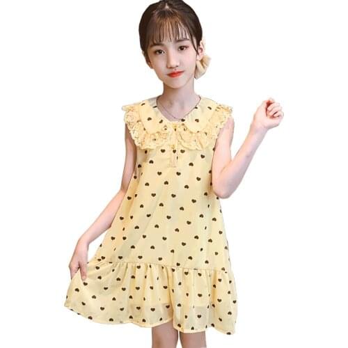 Dress For Girls Heart Pattern Dresses For Girl Teenage Dress Kids Casual Style Costume Girl 6 8 10 12 14