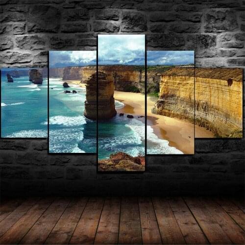 The Twelve Apostles Beach View Poster 5 Panel Canvas Picture Print Wall Art Canvas Painting Wall Decor for Living Room No Framed