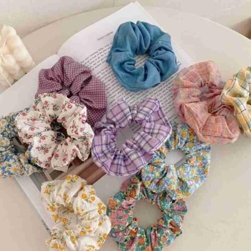 Korean Hair Ties Rope Floral Printed Scrunchies Ponytail Holder Hair Rubber Band Headband Fashion Hair Accessories For Women