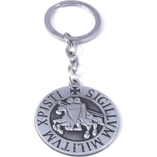 Rongji jewelry Red Armor Shield Knight Templar Crusade Cross keychain keyring llaveros Medieval Signet Retro Vintage