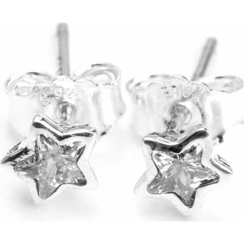 925 Sterling Silver Earrings with Shine Star AAA+ Clear Cubic Zircon Earrings for Women Girls Lovely Fashion Fine Jewelry